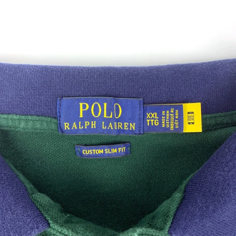 Polo‎ Ralph Lauren S/S Mesh Polo Custom Slim Fit Mens Sz XXL Color Block Navy